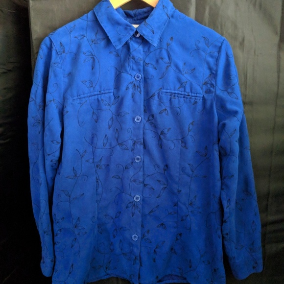 Royal blue suede button shirt - Picture 2 of 4